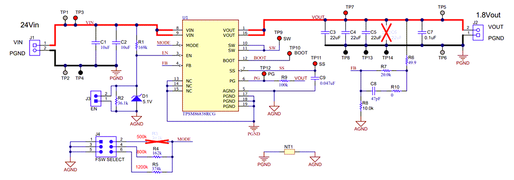 Schematic - Texas Instruments TPSM86838EVM Evaluation Module